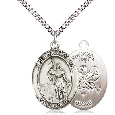 St. Joan of Arc National Guard Medal Necklace - Sterling Silver