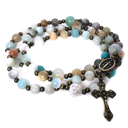 Amazonite Stone Full 5-Decade Catholic Rosary Bracelet by Catholic Heirlooms