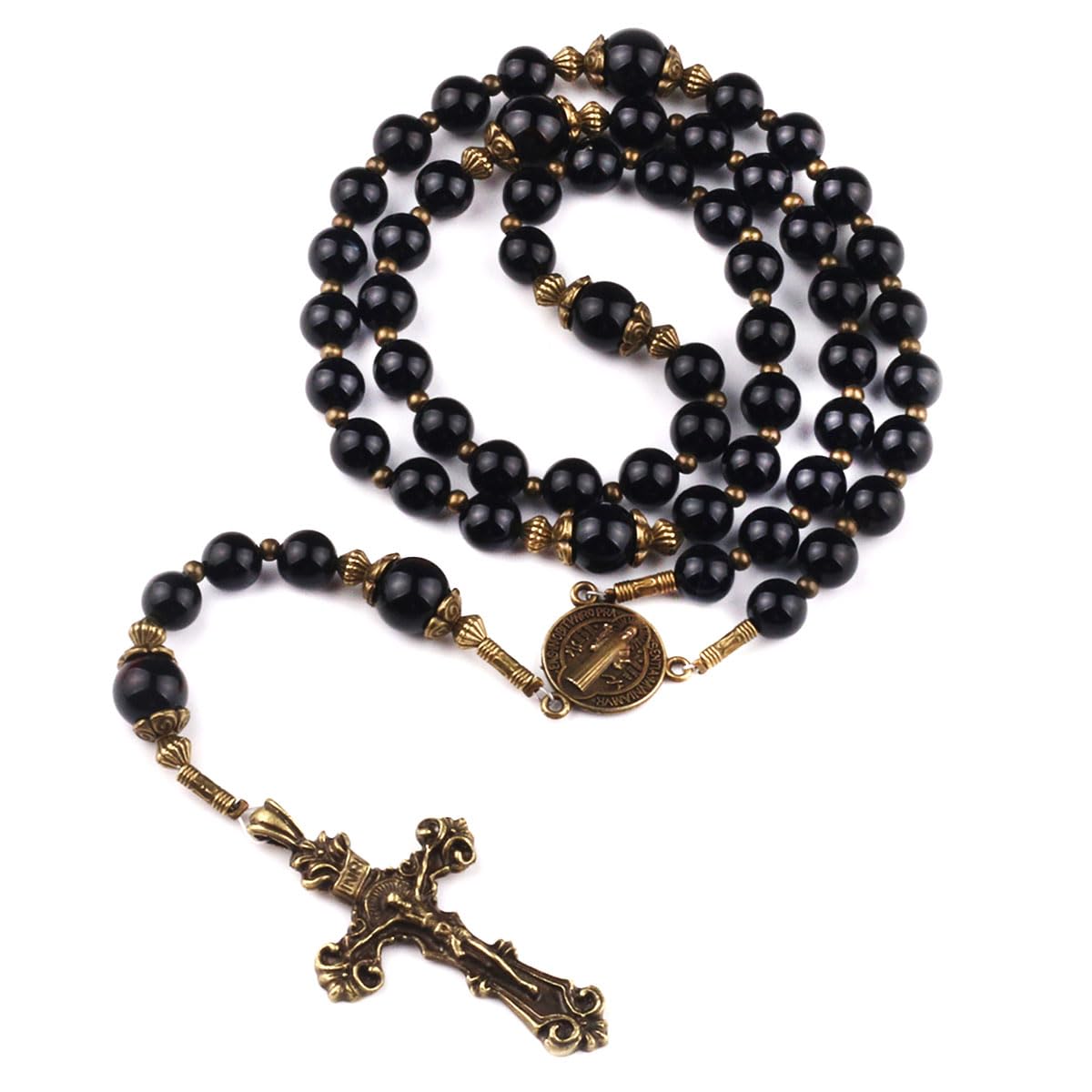 St Benedict Rosary Beads Italian 2024 Medals With Black Onyx Beads Pocket Rosary by Unbreakable Rosaries