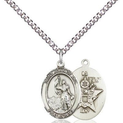 St. Joan of Arc Army Medal Necklace - Sterling Silver - 3/4 Inch Tall ...