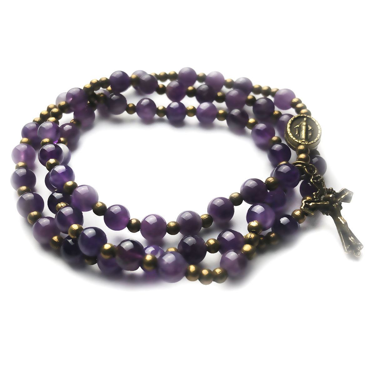 Amethyst Stone Full 5-Decade Catholic Rosary Bracelet by Catholic Heirlooms - Confirmation - Holy Communion Gift