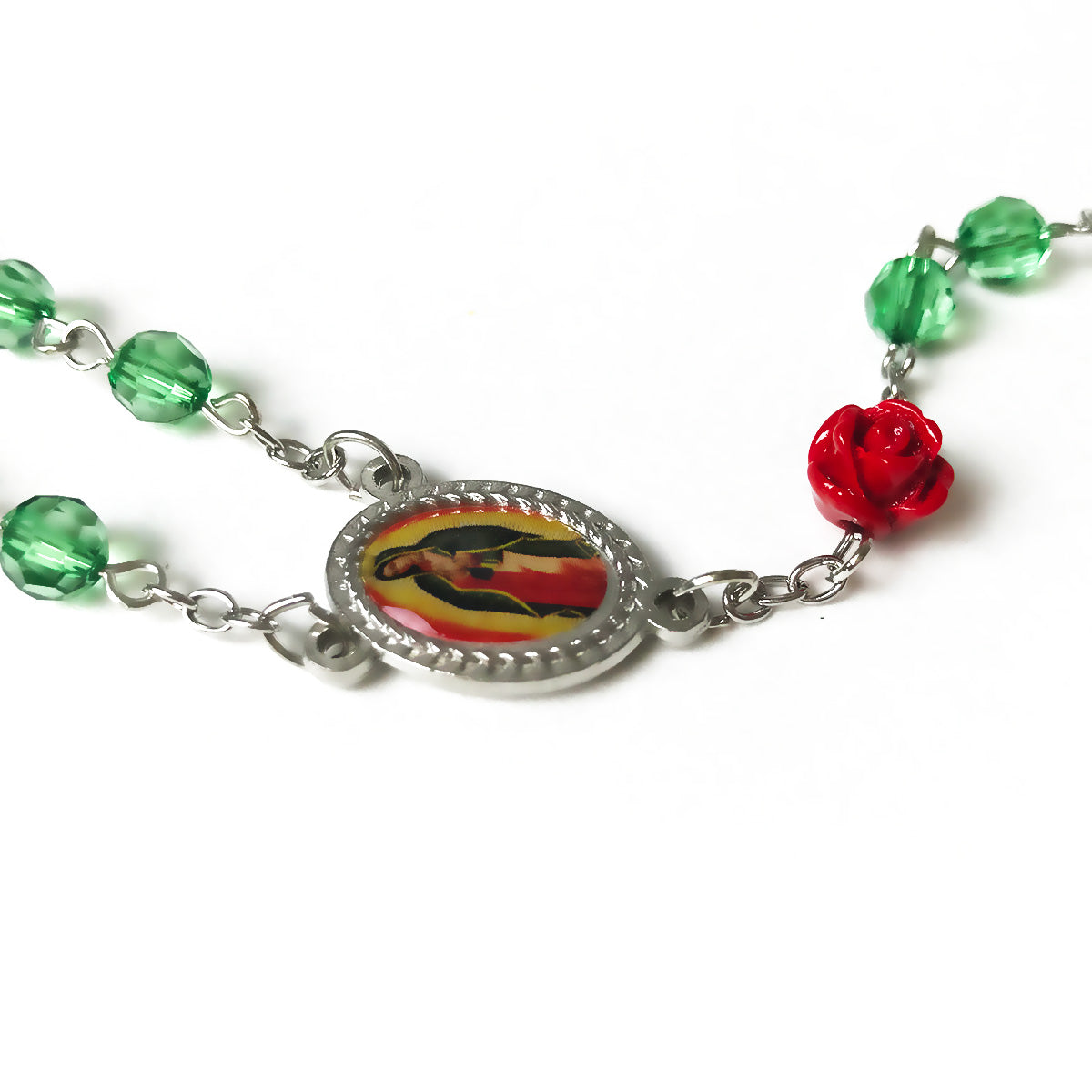 Our Lady Of Guadalupe Emerald Green Red Rose Rosary