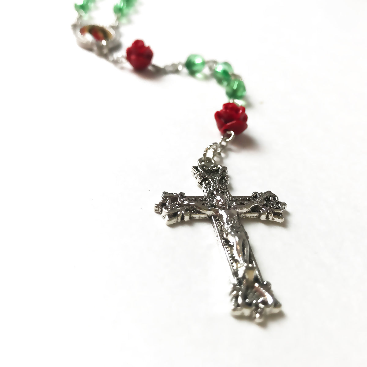 Our Lady Of Guadalupe Emerald Green Red Rose Rosary