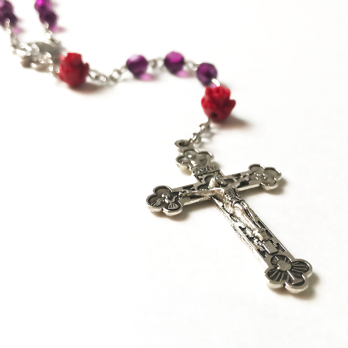 Lourdes Purple Red Rose Rosary